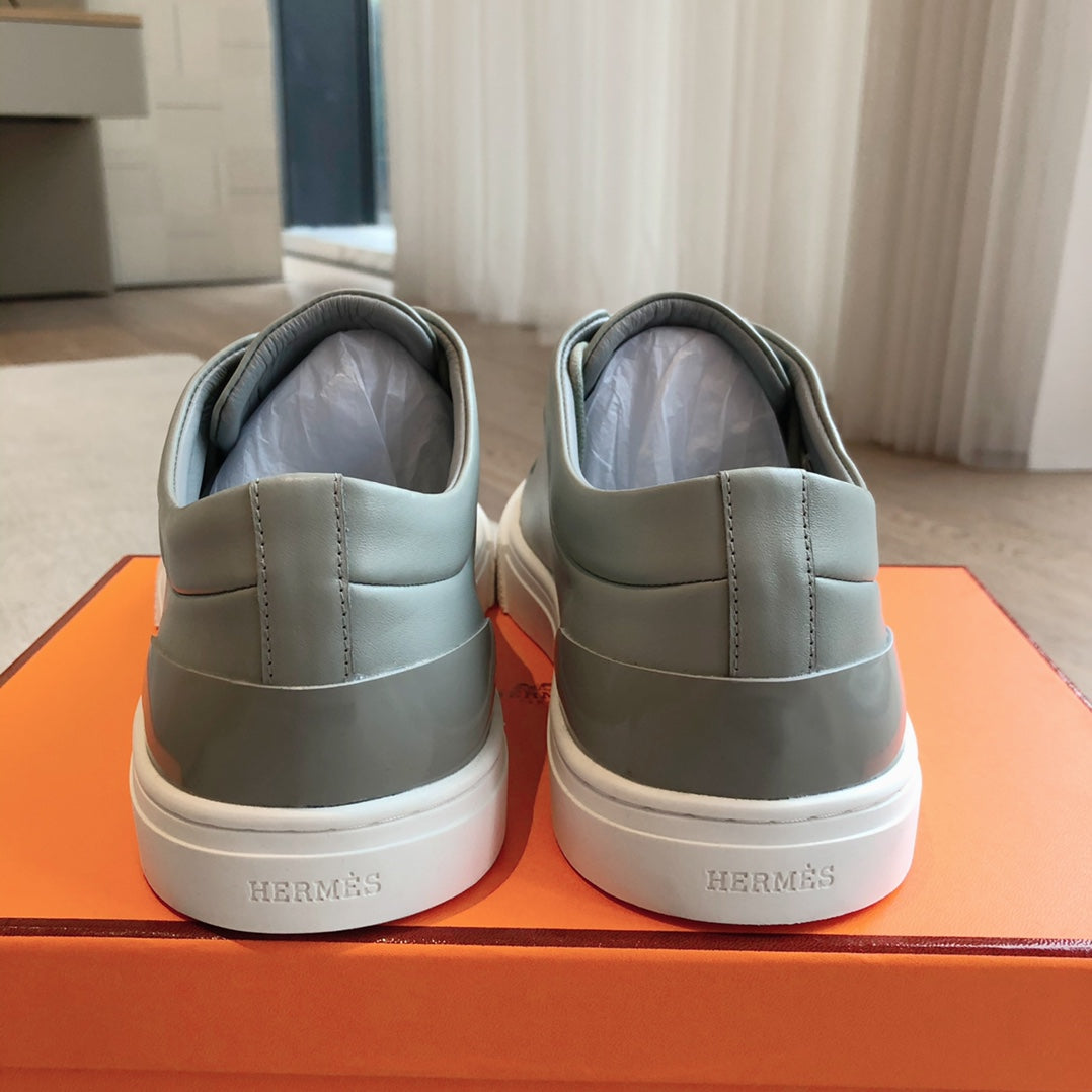 HERMES IRWIN SNEAKER LIGHT GRAY CALFSKIN
