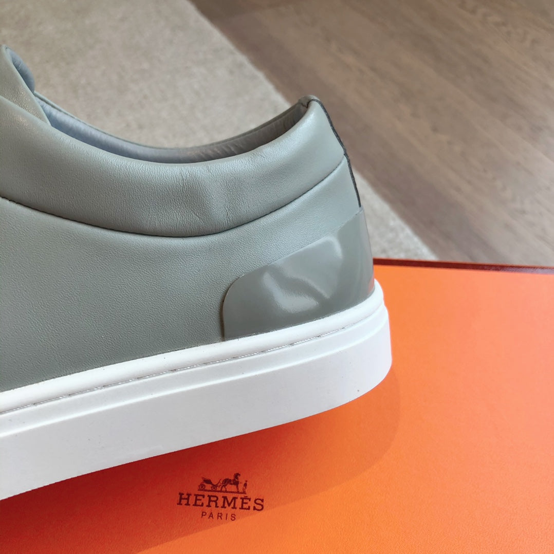 HERMES IRWIN SNEAKER LIGHT GRAY CALFSKIN