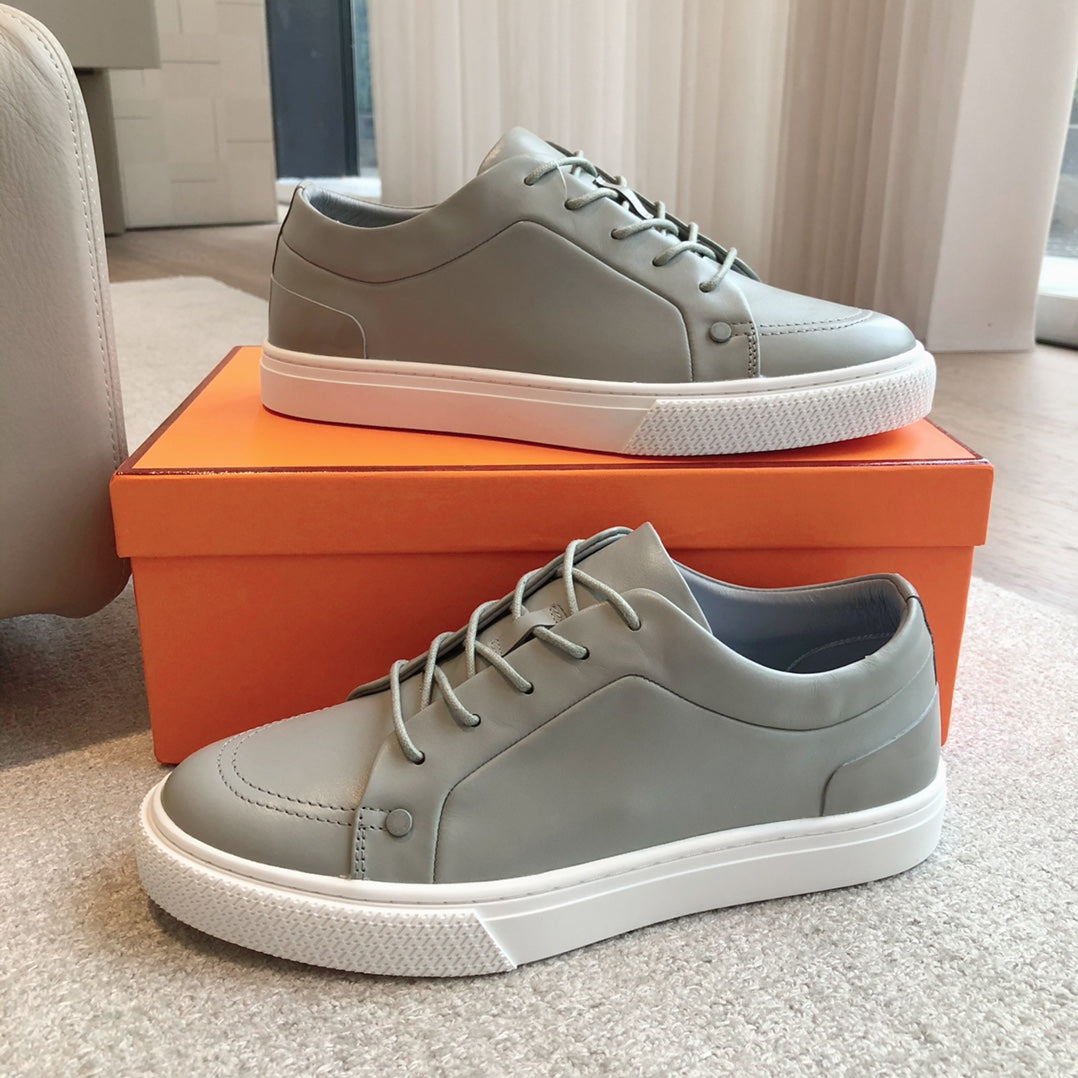 HERMES IRWIN SNEAKER LIGHT GRAY CALFSKIN