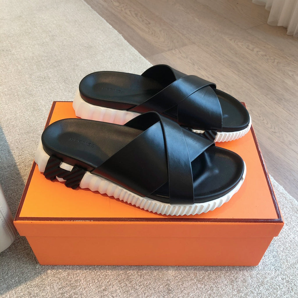 HERMES INFRA SANDAL BLACK CALFSKIN