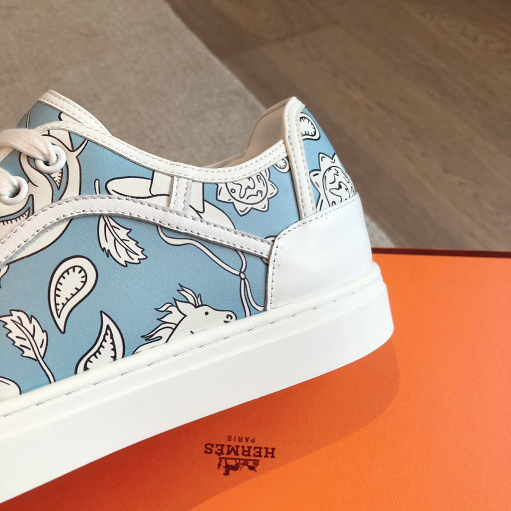 HERMES GET SNEAKER WHITE CALFSKIN WITH SKY MOTIFS
