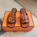 HERMES ISLE SANDAL CARAMEL CALFSKIN