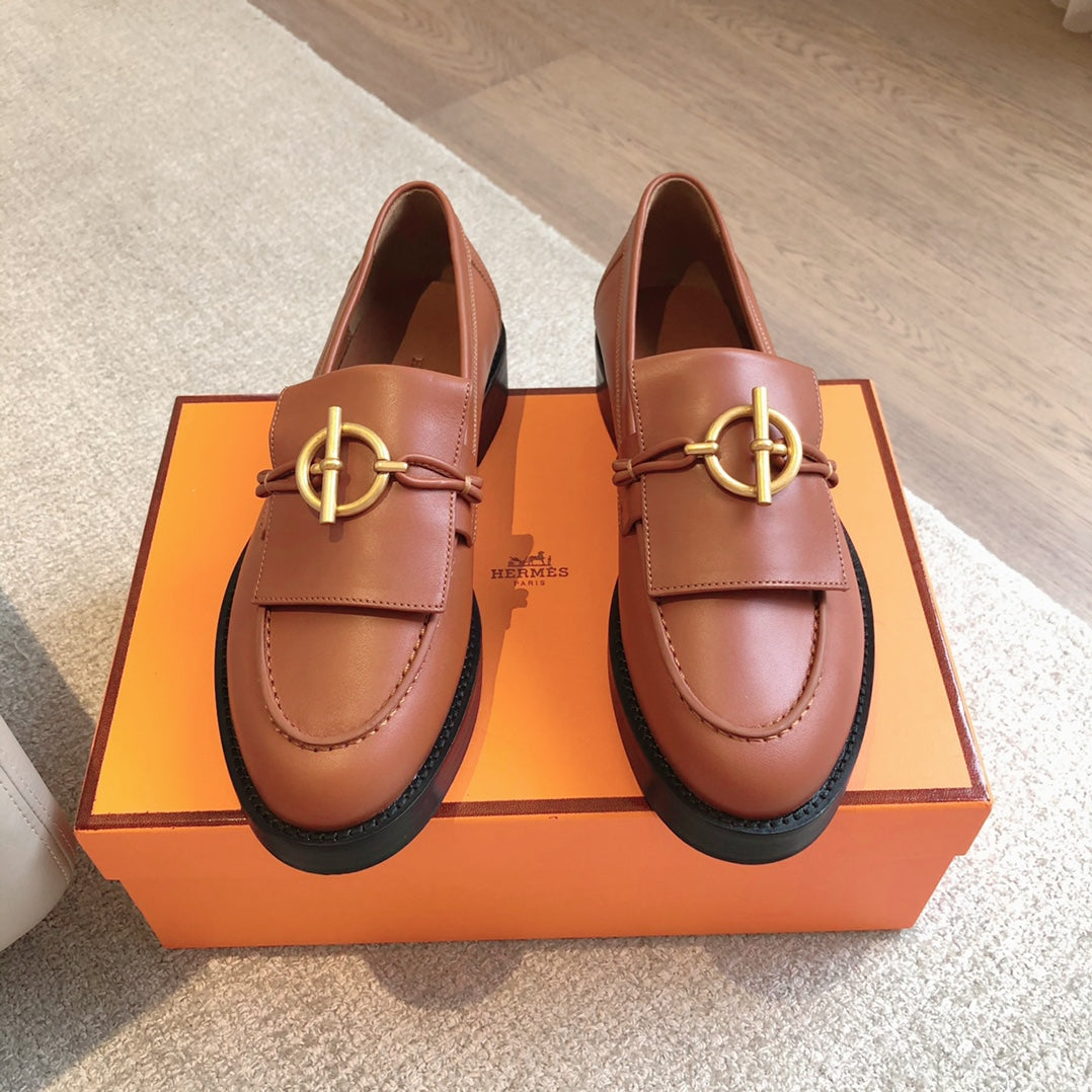 HERMES IMPACT LOAFER 25 CARAMEL CALFSKIN