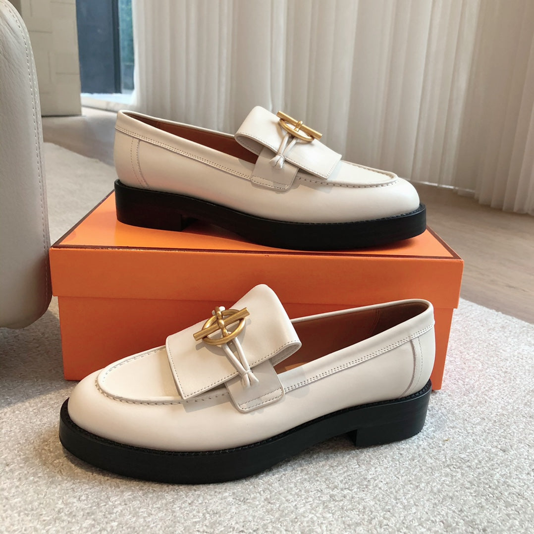 HERMES IMPACT LOAFER 25 WHITE CALFSKIN