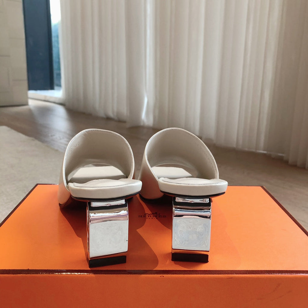 HERMES ICONIQUE 60 SANDAL WHITE CALFSKIN