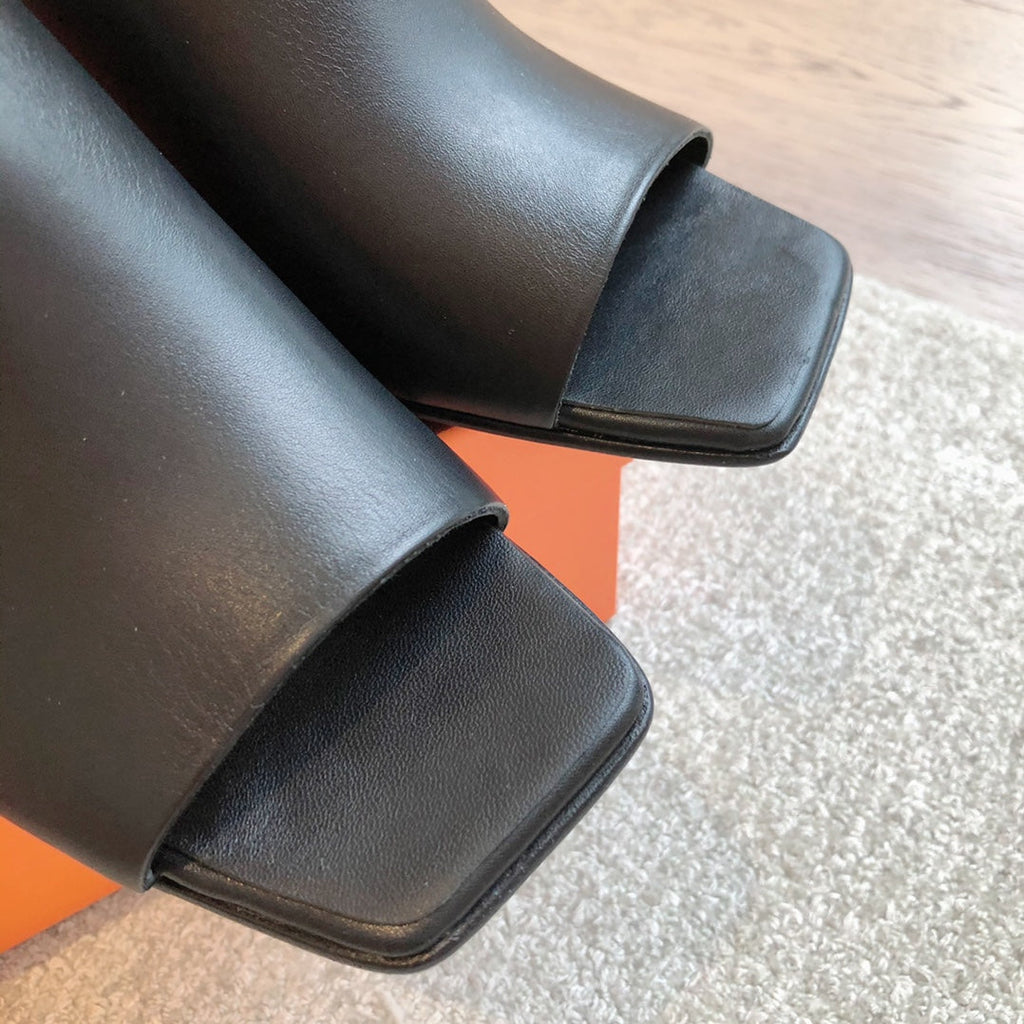 HERMES ICONIQUE 60 SANDAL BLACK CALFSKIN