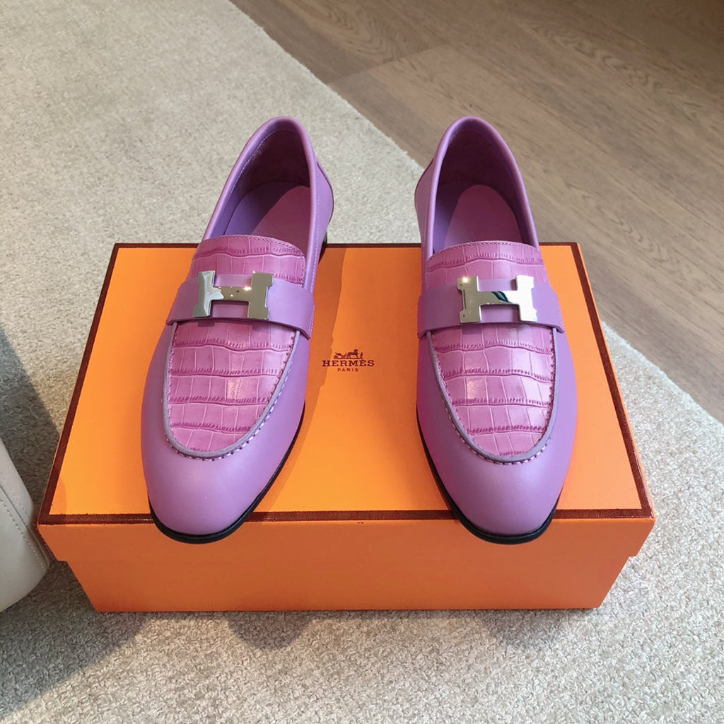 HERMES PARIS LOAFER LILAC CALFSKIN