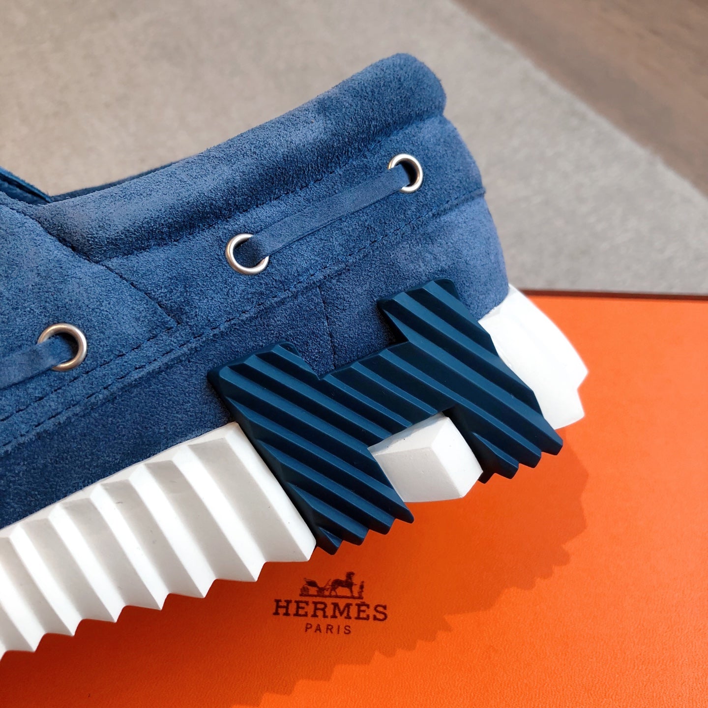 HERMES KETCH SNEAKER IN ROYAL BLUE SUEDE
