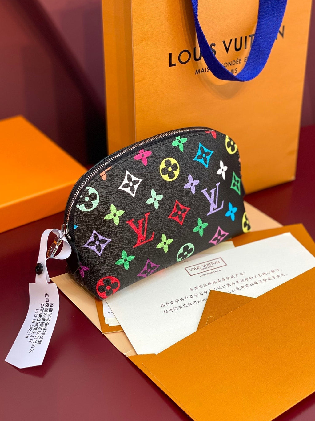 LOUIS VUITTON COSMETIC POUCH PM 19 IN COLORFUL MONOGRAM CANVAS