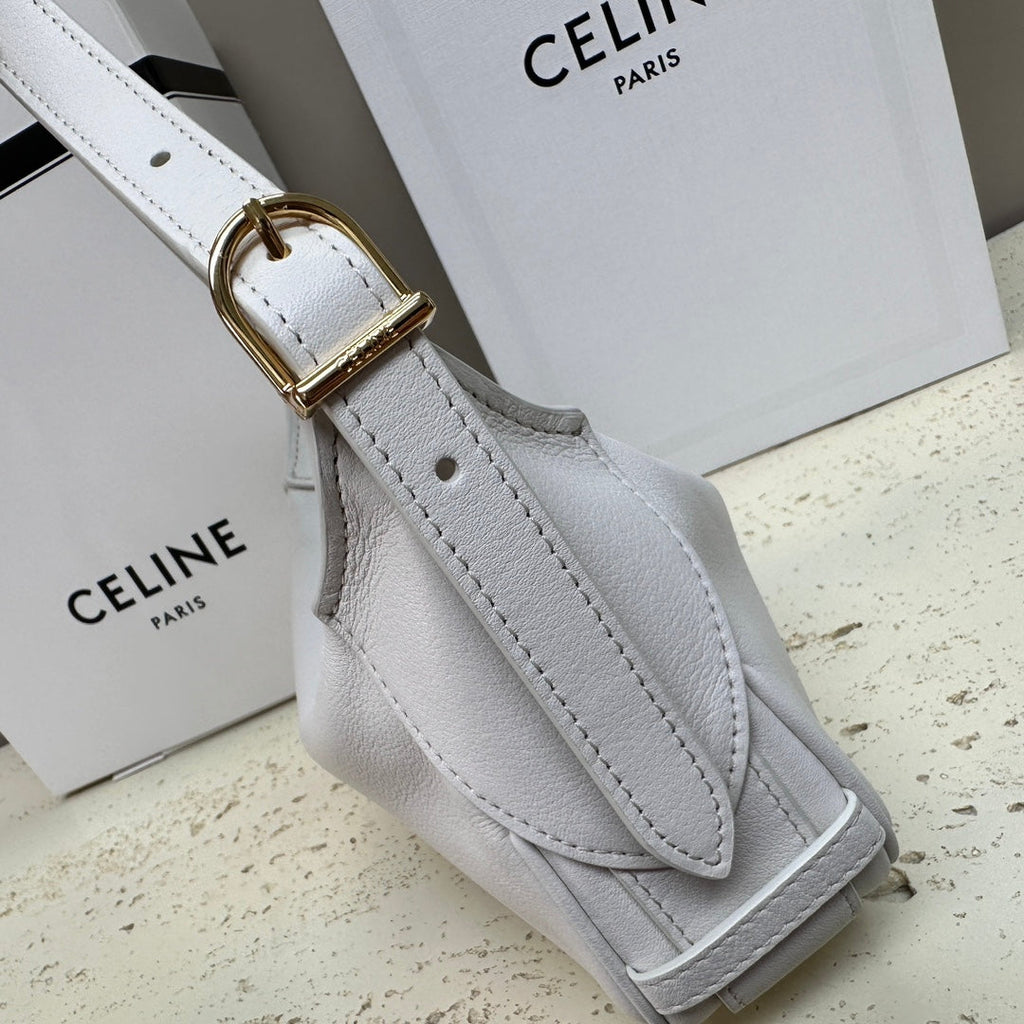 CELINE MINI 19 ROMY IN WHITE SUPPLE CALFSKIN