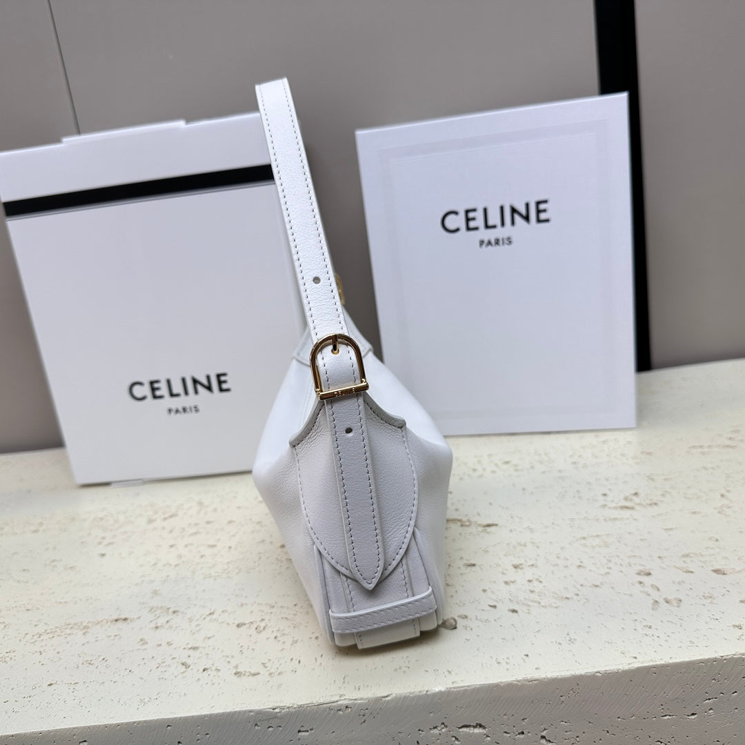 CELINE MINI 19 ROMY IN WHITE SUPPLE CALFSKIN