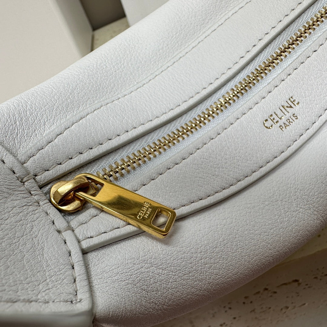 CELINE MINI 19 ROMY IN WHITE SUPPLE CALFSKIN
