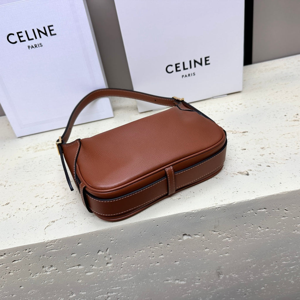 CELINE MINI 19 ROMY IN BRONZE BROWN SUPPLE CALFSKIN