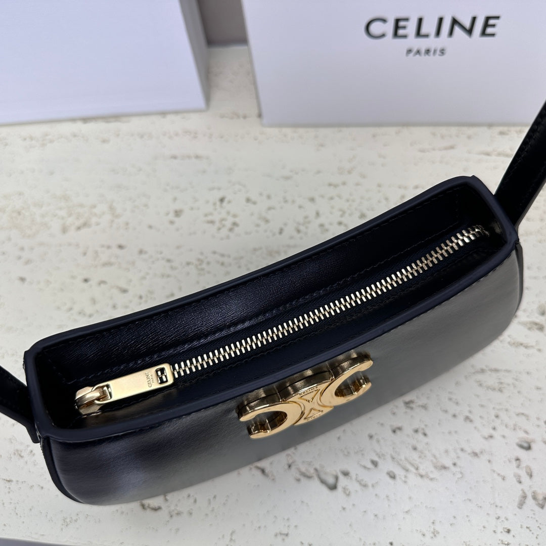 CELINE MINI 22 TILLY BAG IN BLACK SHINNY CALFSKIN