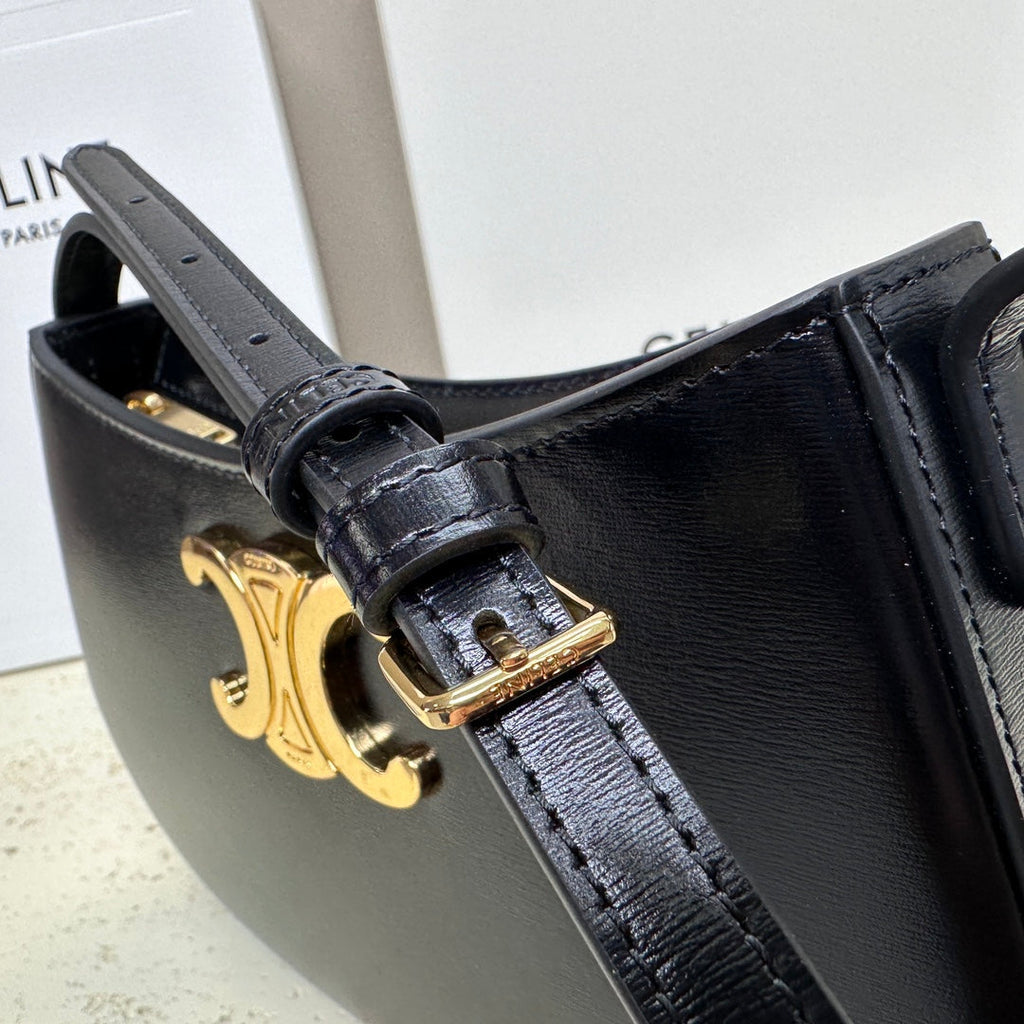 CELINE MINI 22 TILLY BAG IN BLACK SHINNY CALFSKIN