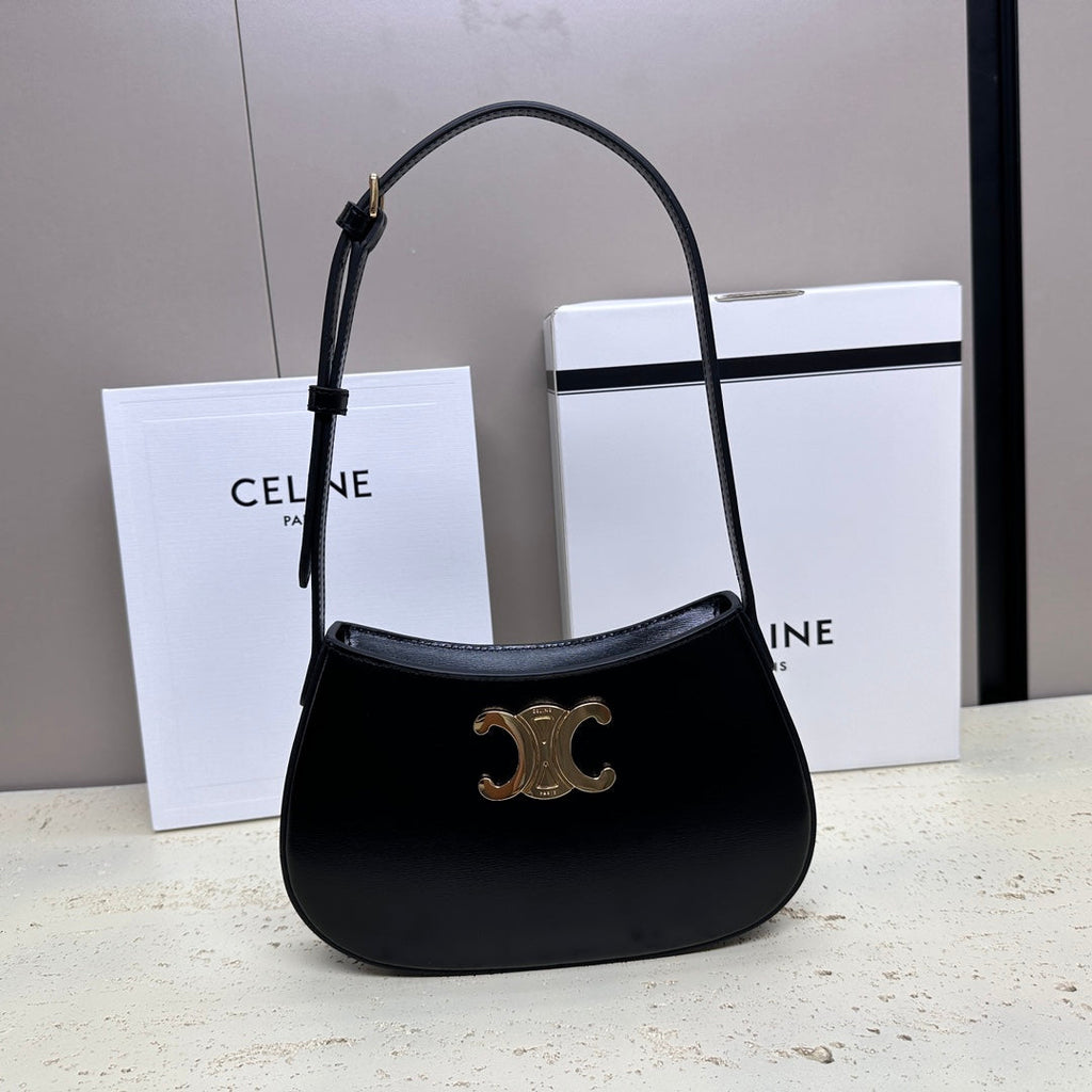 CELINE MINI 22 TILLY BAG IN BLACK SHINNY CALFSKIN