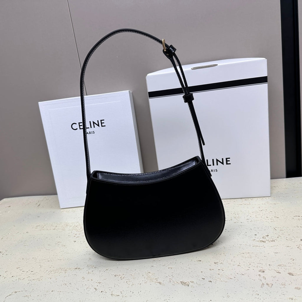 CELINE MINI 22 TILLY BAG IN BLACK SHINNY CALFSKIN