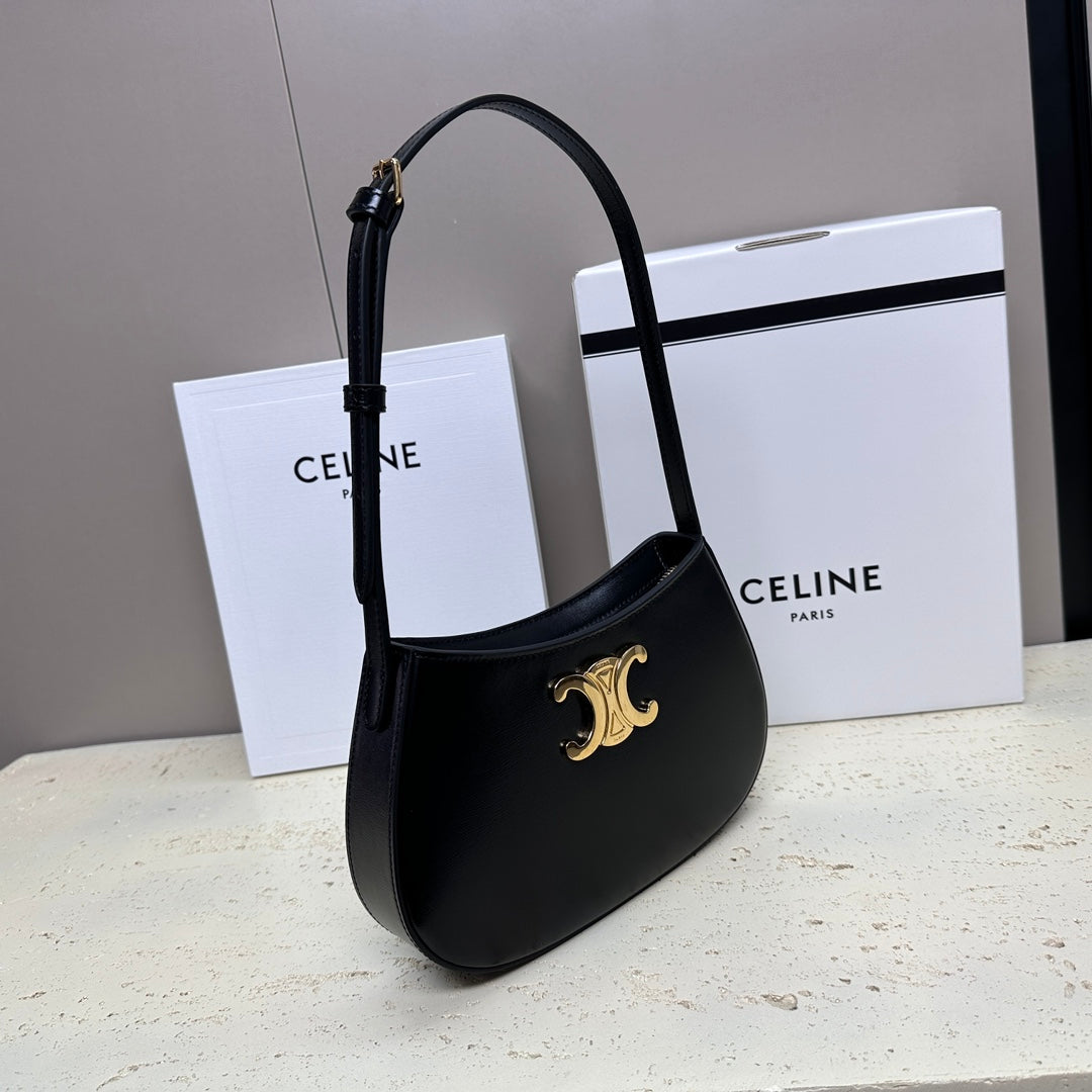 CELINE MINI 22 TILLY BAG IN BLACK SHINNY CALFSKIN
