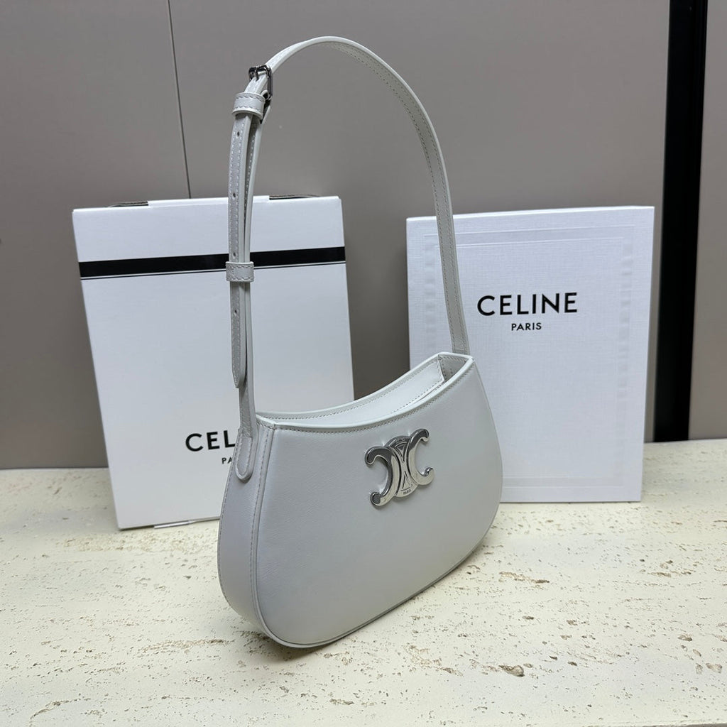 CELINE MINI 22 TILLY BAG IN WHITE SHINNY CALFSKIN