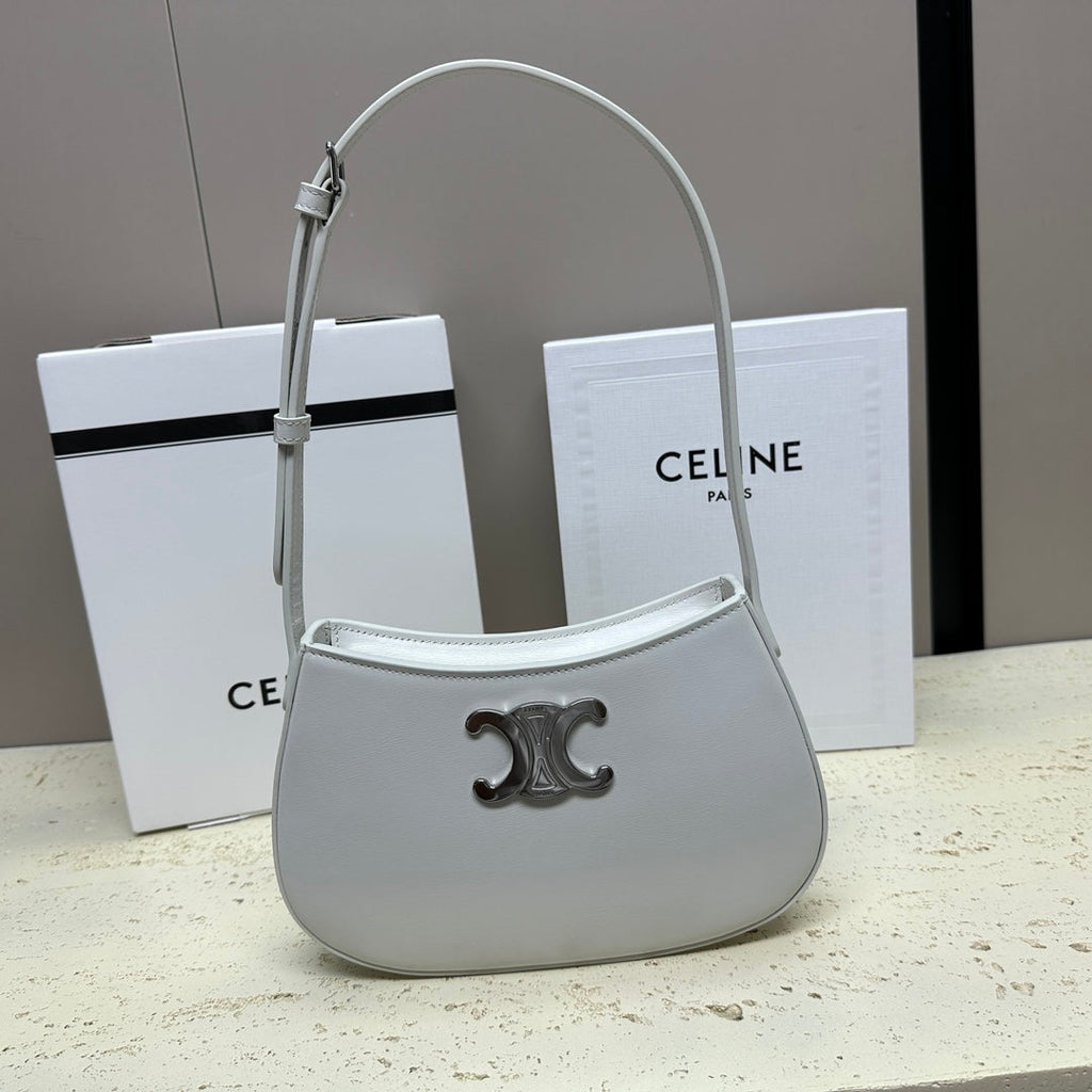 CELINE MINI 22 TILLY BAG IN WHITE SHINNY CALFSKIN