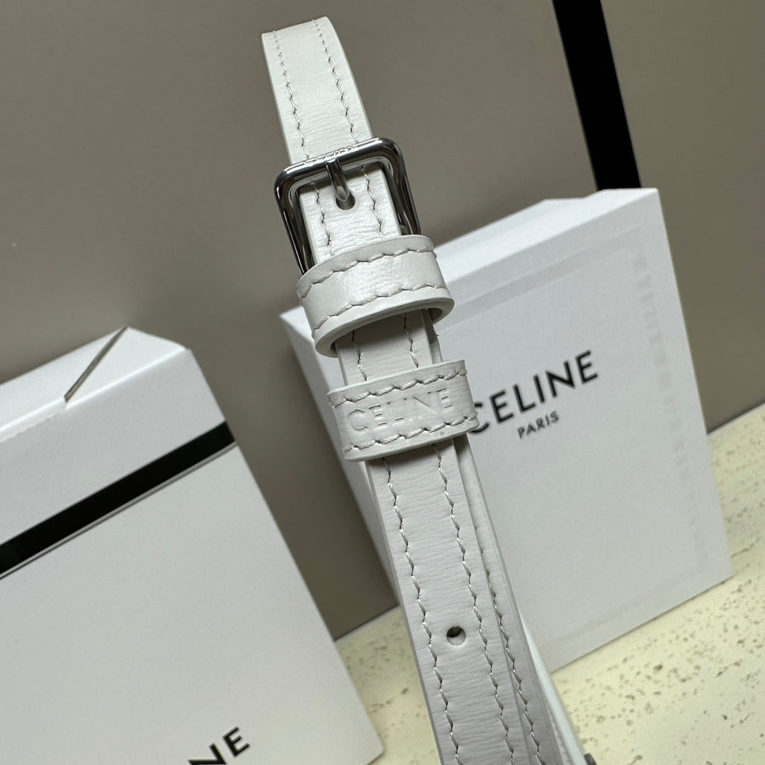 CELINE MINI 22 TILLY BAG IN WHITE SHINNY CALFSKIN