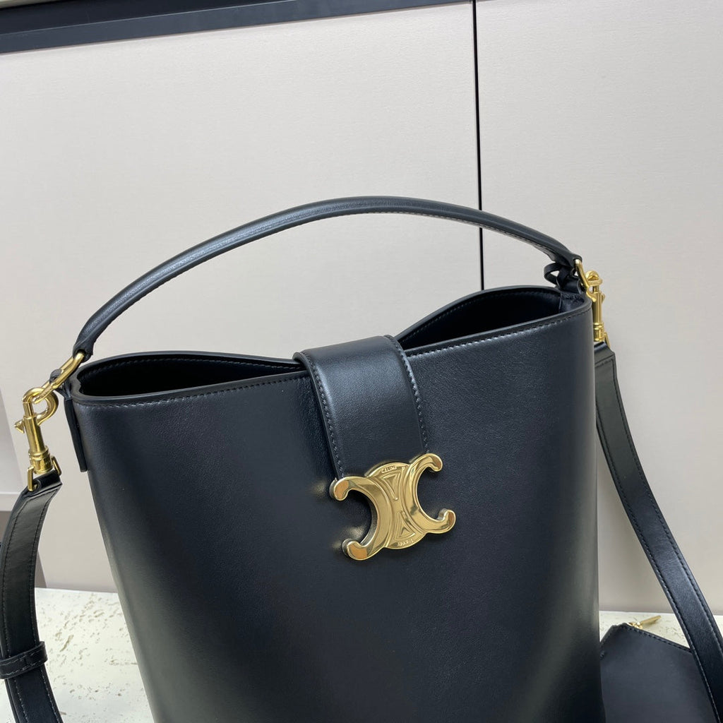 CELINE MEDIUM 28 LOUISE BAG IN BLACK SMOOTH CALFSKIN