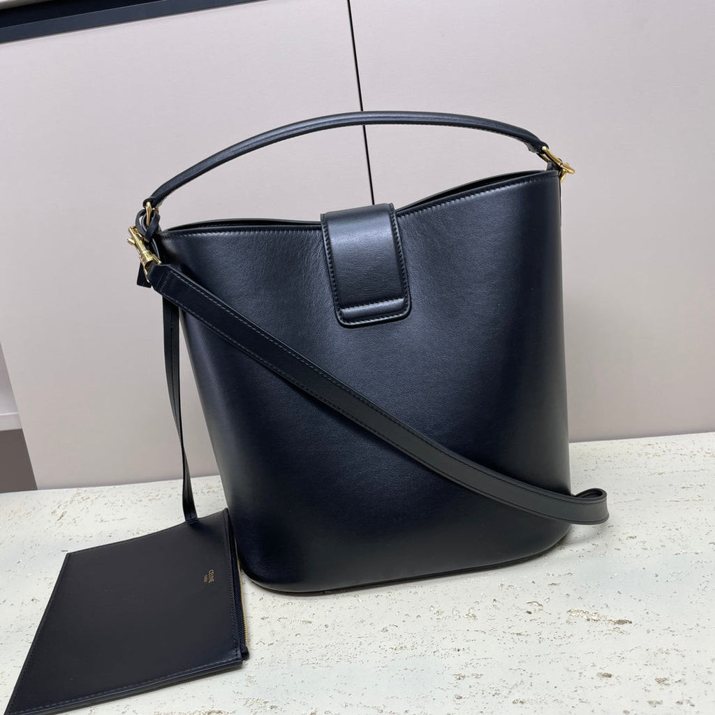 CELINE MEDIUM 28 LOUISE BAG IN BLACK SMOOTH CALFSKIN