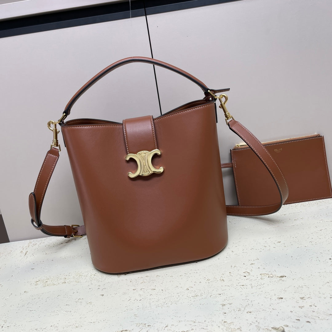CELINE MEDIUM 28 LOUISE BAG IN BRONZE BROWN SMOOTH CALFSKIN