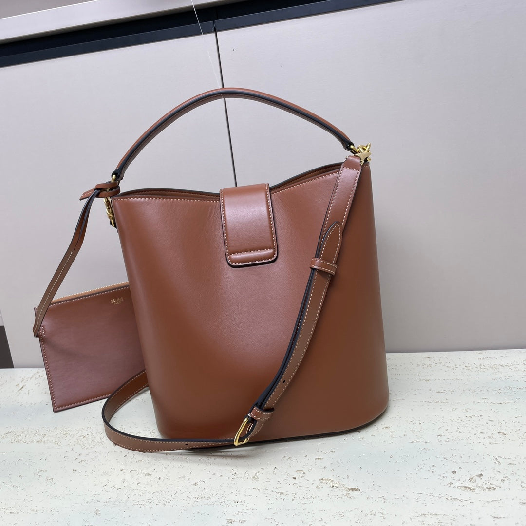 CELINE MEDIUM 28 LOUISE BAG IN BRONZE BROWN SMOOTH CALFSKIN