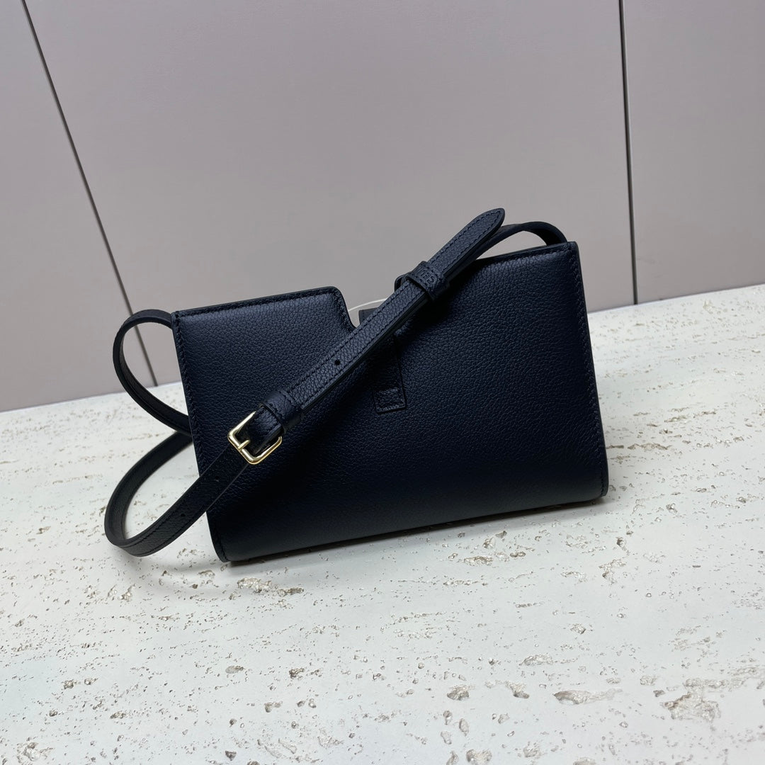 CELINE MINI 18 STRAP POCHETTE IN BLACK SUPPLE CALFSKIN