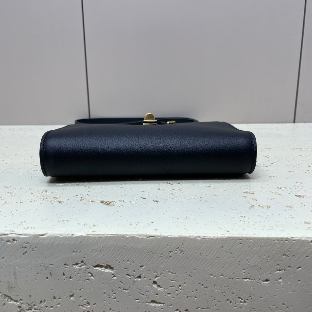 CELINE MINI 18 STRAP POCHETTE IN BLACK SUPPLE CALFSKIN