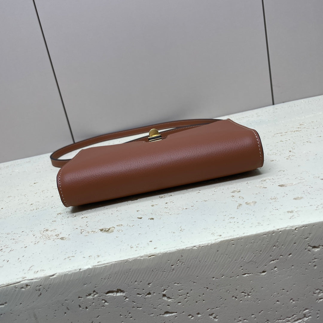CELINE MINI 18 STRAP POCHETTE IN BRONZE BROWNN SUPPLE CALFSKIN