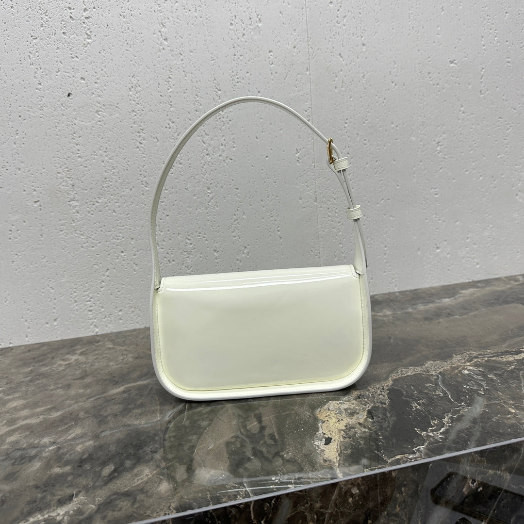 CELINE SHOULDER 20 BAG TERENCE IN WHITE PATENT CALFSKIN