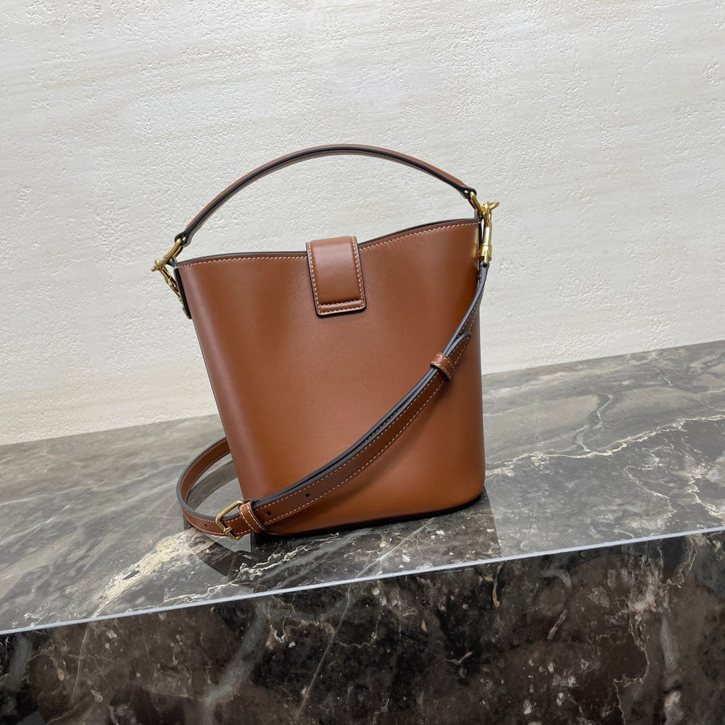 CELINE MINI 19 LOUISE BAG IN BRONZE BROWN SMOOTH CALFSKIN