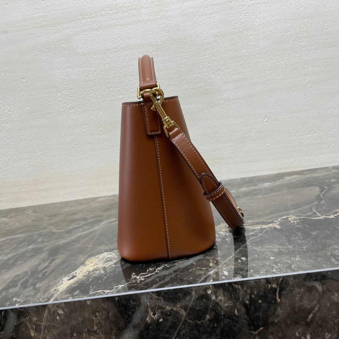 CELINE MINI 19 LOUISE BAG IN BRONZE BROWN SMOOTH CALFSKIN