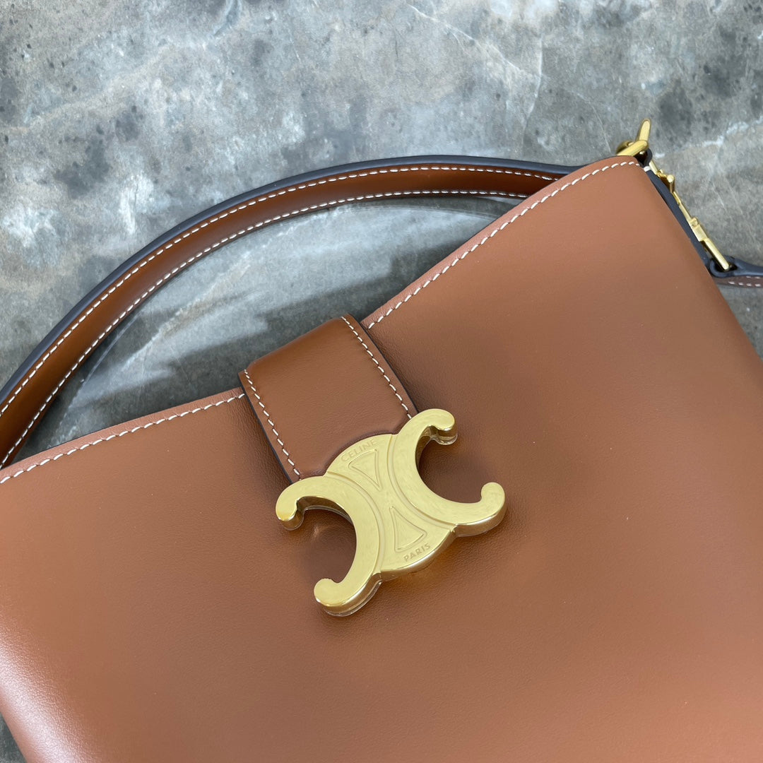 CELINE MINI 19 LOUISE BAG IN BRONZE BROWN SMOOTH CALFSKIN