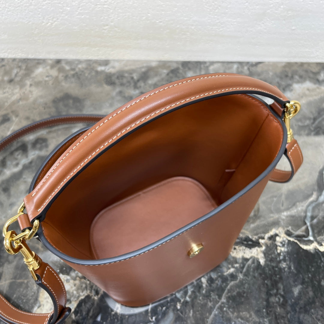 CELINE MINI 19 LOUISE BAG IN BRONZE BROWN SMOOTH CALFSKIN