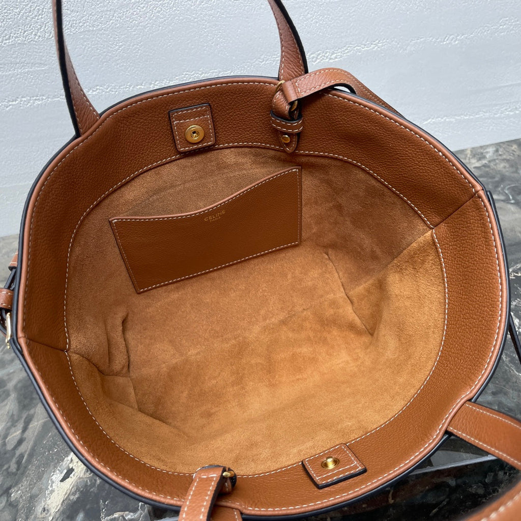 CELINE MINI CABAS ANAÏS CUIR TRIOMPHE 21 IN BRONZE ORANGE GRAINED CALFSKIN