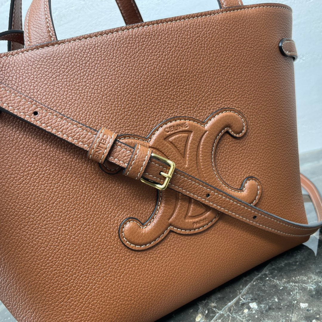 CELINE MINI CABAS ANAÏS CUIR TRIOMPHE 21 IN BRONZE ORANGE GRAINED CALFSKIN