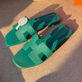 HERMES 0RAN SANDALS IN PERSIAN GREEN CALFSKIN