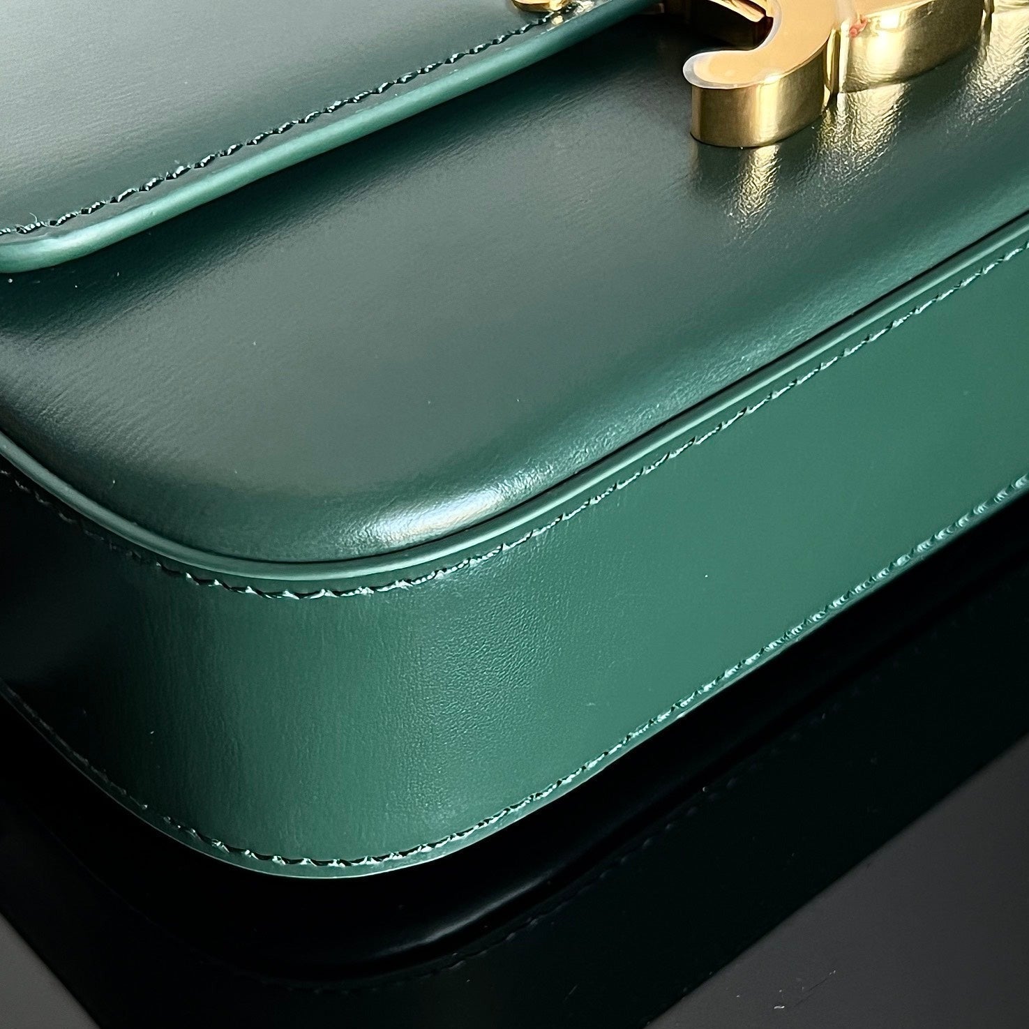 CELINE TRIOMPHE 20 DARK GREEN CALFSKIN
