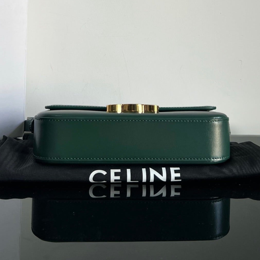 CELINE TRIOMPHE 20 DARK GREEN CALFSKIN