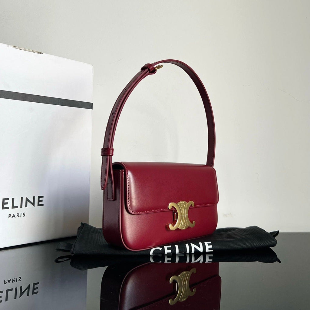 CELINE TRIOMPHE 20  BURGUNDY RED CALFSKIN