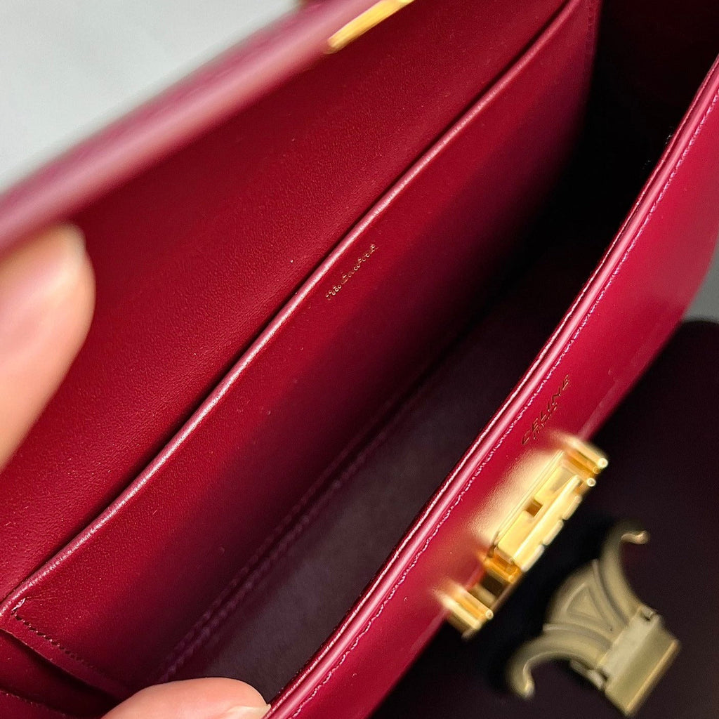 CELINE TRIOMPHE 20  BURGUNDY RED CALFSKIN