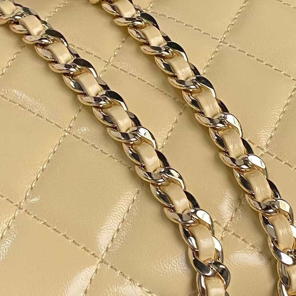 CHANEL MEDIUM CAMERA BAG 23 IN BEIGE YELLOW LAMBSKIN GOLD HARDWARE