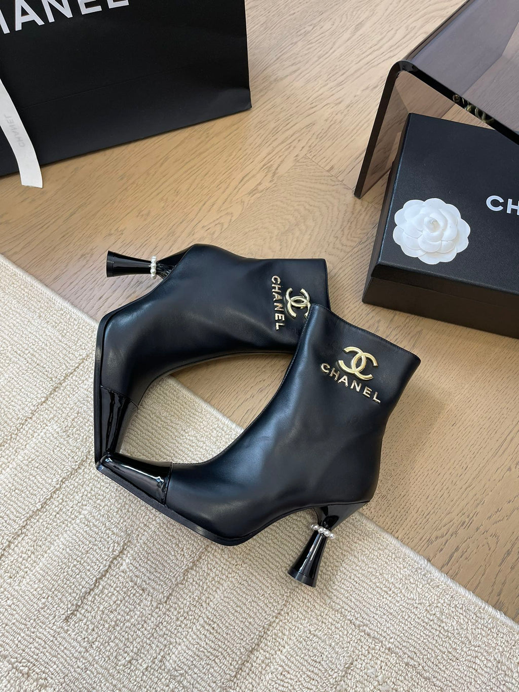 CHANEL BONGADE BOOTS IN BLACK CALFSKIN