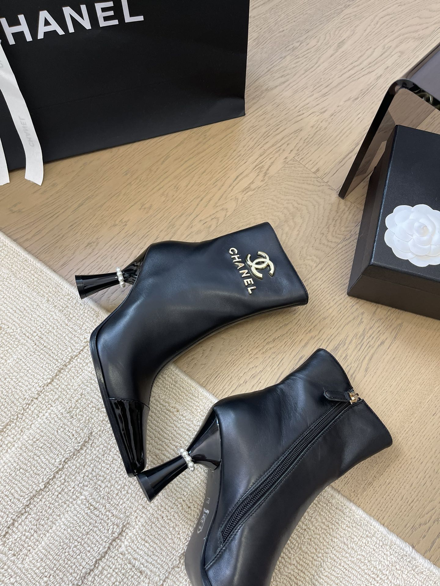 CHANEL BONGADE BOOTS IN BLACK CALFSKIN