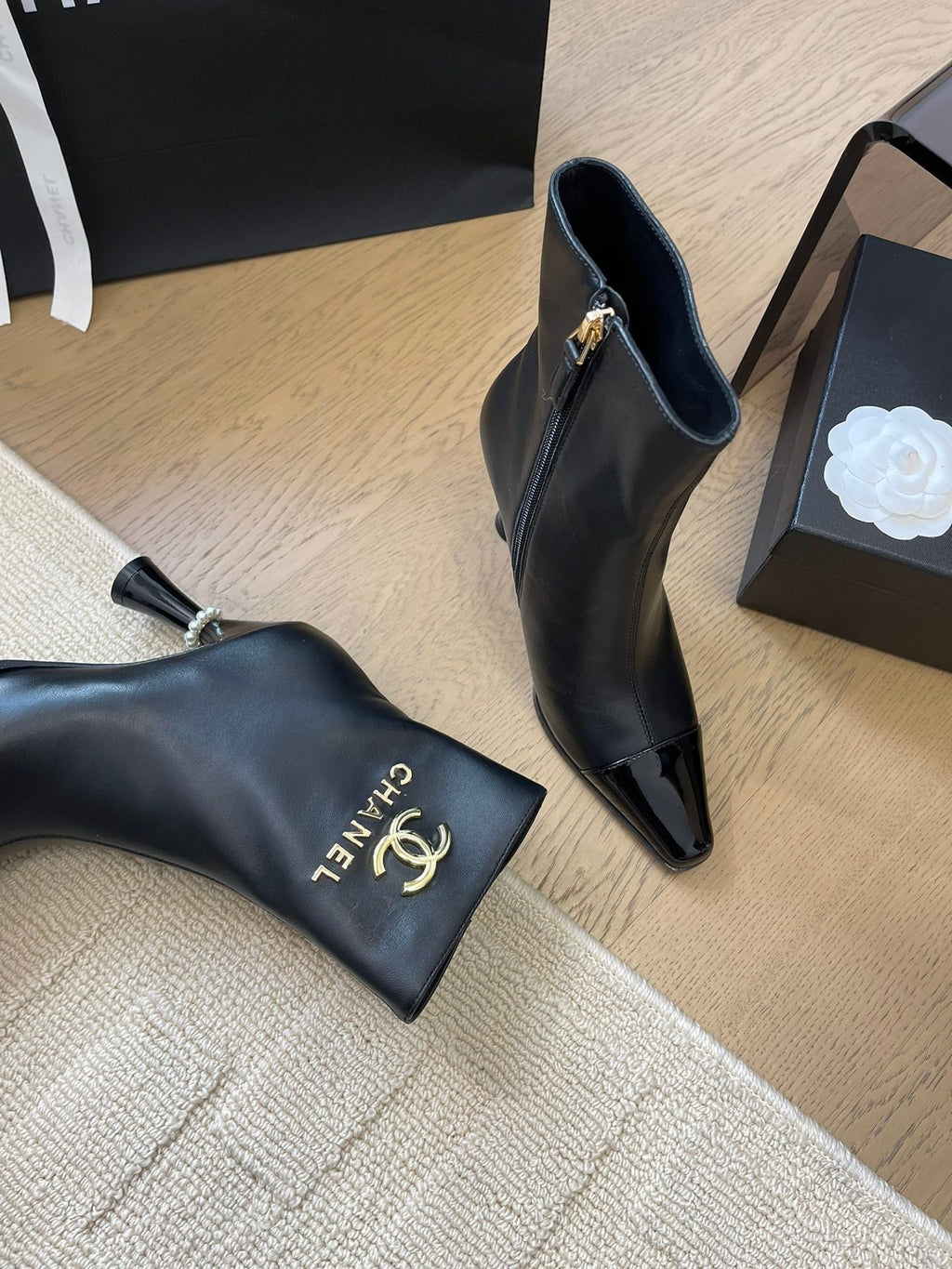 CHANEL BONGADE BOOTS IN BLACK CALFSKIN