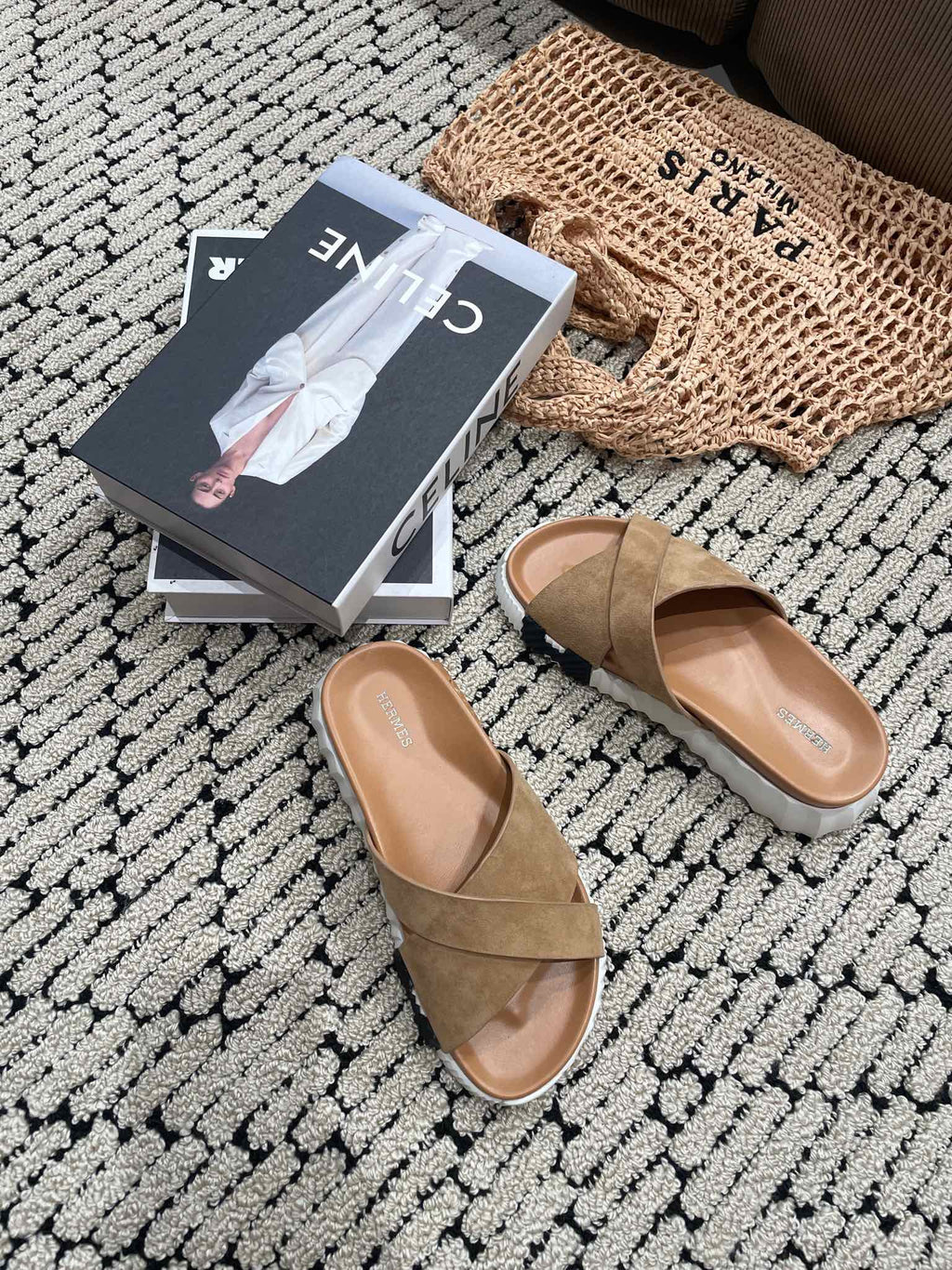 HERMES INFRA SANDAL PINK NUDE SUEDE