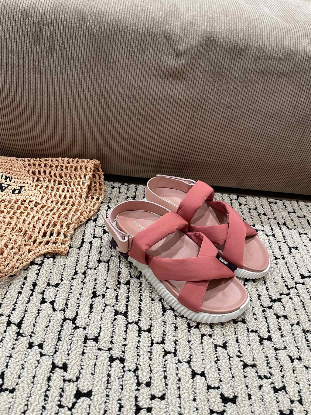 HERMES ELECTRIC SANDAL ROUGE CALFSKIN